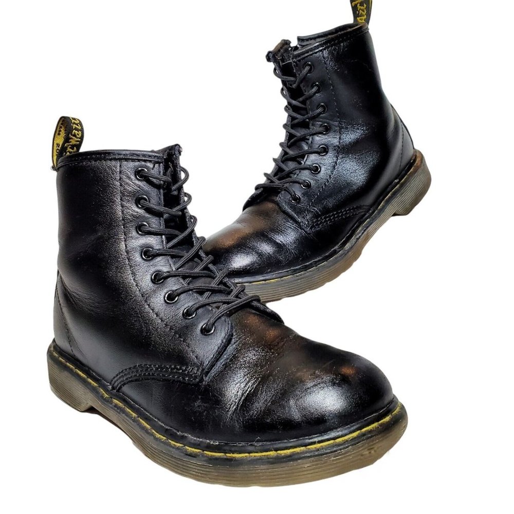 Dr Martens Kids Boots Black Youth Leather Combat Docs Marten Boots 1460J Size 3